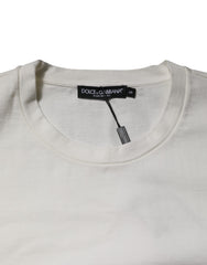 Dolce & Gabbana White Cotton DG Logo Print Round Neck T-shirt
