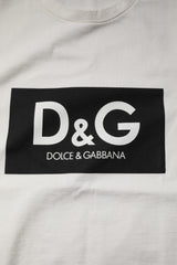 Dolce & Gabbana White Cotton DG Logo Print Round Neck T-shirt