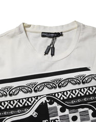 Dolce & Gabbana White Cotton Logo Bandana Print T-shirt
