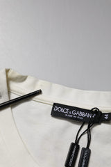 Dolce & Gabbana White Cotton Logo Bandana Print T-shirt
