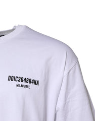 Dolce & Gabbana White Cotton Logo Print Crew Neck T-shirt