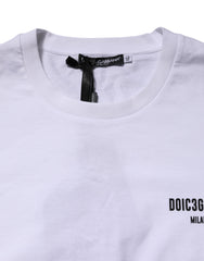 Dolce & Gabbana White Cotton Logo Print Crew Neck T-shirt