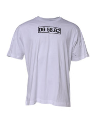 Dolce & Gabbana White Cotton Logo Print Crew Neck T-shirt