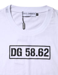 Dolce & Gabbana White Cotton Logo Print Crew Neck T-shirt