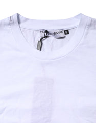 Dolce & Gabbana White Cotton Logo Patch Crew Neck T-shirt