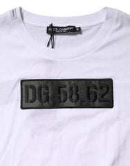 Dolce & Gabbana White Logo Embroidery Round Neck T-shirt