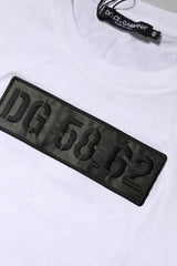 Dolce & Gabbana White Logo Embroidery Round Neck T-shirt