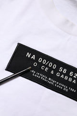 Dolce & Gabbana White Cotton Logo Patch Crew Neck T-shirt