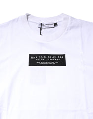 Dolce & Gabbana White Cotton Logo Patch Crew Neck T-shirt