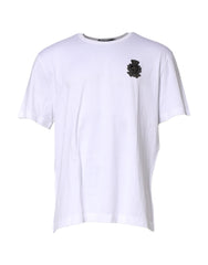 Dolce & Gabbana White Cotton DG Crown Embroidery T-shirt