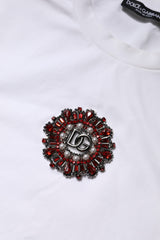 Dolce & Gabbana White Logo Embellish Short Sleeves T-shirt