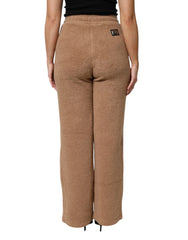 Dolce & Gabbana Brown Logo Plaque Sweatpants Straight Pants