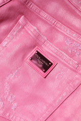 Dolce & Gabbana Pink Tattered Mid Waist Tapered Denim Jeans