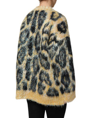 Dolce & Gabbana Multicolor Leopard Mohair Crew Neck Sweater