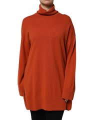 Alpha Studio Dark Orange Long Sleeves Turtleneck Sweater