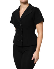 Dolce & Gabbana Black Wool Double Breasted Coat Jacket