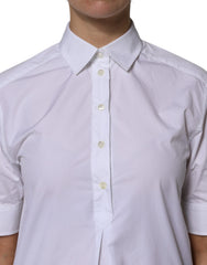 Dolce & Gabbana White Cotton Short Sleeves Collared Polo Top