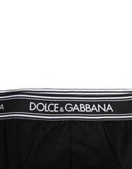 Dolce & Gabbana Black Cotton Stretch Logo Print Brief Underwear