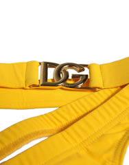 Dolce & Gabbana Yellow Waistband Logo Beachwear Brief Swimwear