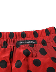 Dolce & Gabbana Red Silk Polka Dot Boxer Shorts Underwear