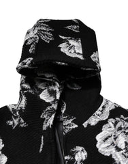 Dolce & Gabbana Black Wool Floral Printed Men Hooded Jacket