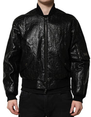 Dolce & Gabbana Black Logo Plaque Bomber Full Zipper Jacket