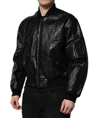 Dolce & Gabbana Black Logo Plaque Bomber Full Zipper Jacket