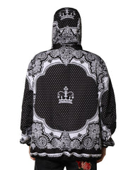 Dolce & Gabbana Black Bandana Print Hooded Bomber Jacket