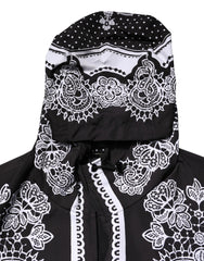 Dolce & Gabbana Black Bandana Print Hooded Bomber Jacket
