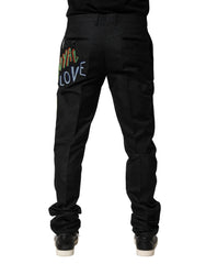 Dolce & Gabbana Black Graphic Embroidery Men Pants