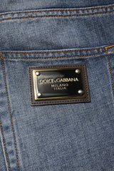 Dolce & Gabbana Blue Washed Tattered Cotton Men Jeans