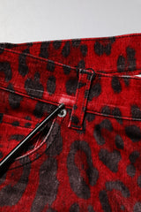 Dolce & Gabbana Red Leopard Print Cotton Skinny Denim Jeans