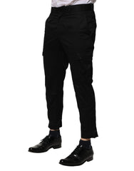 Dolce & Gabbana Black Cotton Dress Slim Formal Pants