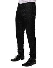 Dolce & Gabbana Black Cotton DG Crown Dress Pants