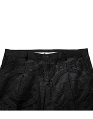 Dolce & Gabbana Black Cotton DG Crown Dress Pants