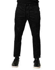 Dolce & Gabbana Black Cotton Mid Waist Jogger Pants