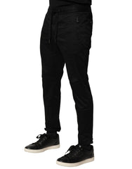 Dolce & Gabbana Black Cotton Mid Waist Jogger Pants