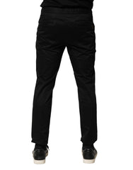 Dolce & Gabbana Black Cotton Mid Waist Jogger Pants
