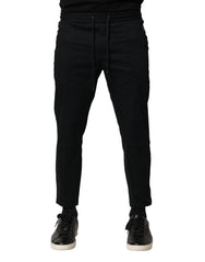 Dolce & Gabbana Black Cotton Mid Waist Jogger Pants