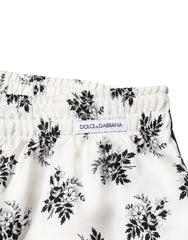 Dolce & Gabbana White Floral Silk Casual Lounge Pants
