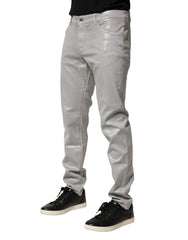 Dolce & Gabbana Silver Cotton Stretch Slim Denim Jeans