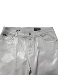 Dolce & Gabbana Silver Cotton Stretch Slim Denim Jeans