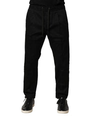 Dolce & Gabbana Black Cotton Mid Waist Jogger Pants