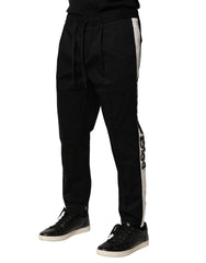 Dolce & Gabbana Black Cotton Mid Waist Jogger Pants