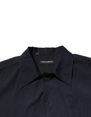 Dolce & Gabbana Dark Blue Cotton Short Sleeves Casual Shirt