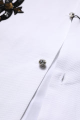 Dolce & Gabbana White GOLD Embellished Formal Men Dress Shirt