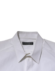 Dolce & Gabbana White Cotton Long Sleeves Dress Formal Shirt