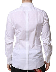 Dolce & Gabbana White Bib Cotton Poplin GOLD Formal Shirt