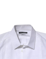 Dolce & Gabbana White Bib Cotton Poplin GOLD Men Formal Shirt