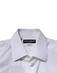 Dolce & Gabbana White GOLD Long Sleeves Men Dress Formal Shirt